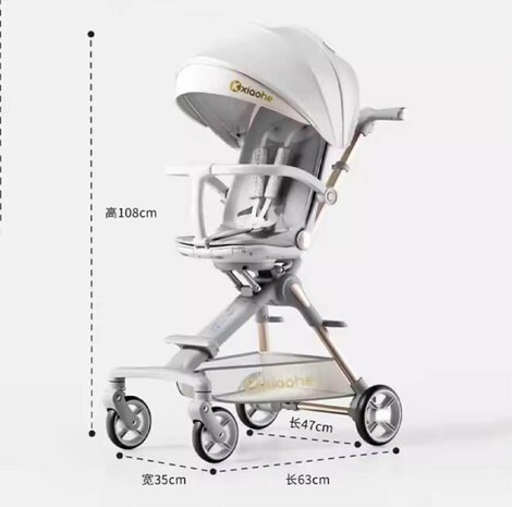 Kinderwagen Kxiaohe  K3 Buggy - Luxe, Lichtgewicht &amp; Inklapbare voor 0-3 Jaar Wit blauw roze