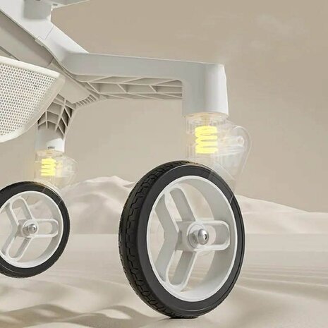 Kinderwagen Kxiaohe  K3 Buggy - Luxe, Lichtgewicht &amp; Inklapbare voor 0-3 Jaar Wit grijs
