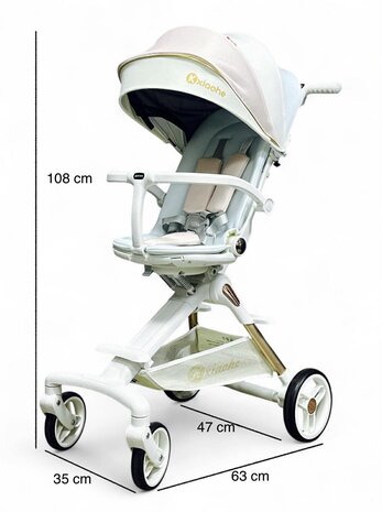 Kinderwagen Kxiaohe  K3 Buggy - Luxe, Lichtgewicht &amp; Inklapbare voor 0-3 Jaar Wit blauw roze