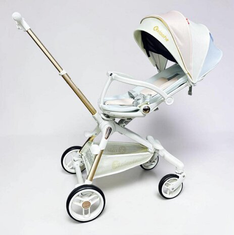 Kinderwagen Kxiaohe  K3 Buggy - Luxe, Lichtgewicht &amp; Inklapbare voor 0-3 Jaar Wit blauw roze