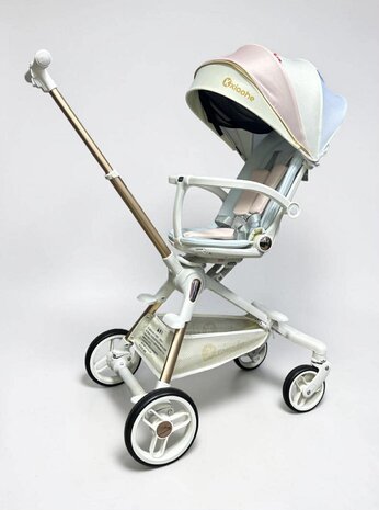 Kinderwagen Kxiaohe  K3 Buggy - Luxe, Lichtgewicht &amp; Inklapbare voor 0-3 Jaar Wit blauw roze