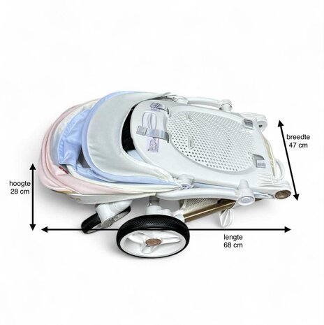 Kinderwagen Kxiaohe  K3 Buggy - Luxe, Lichtgewicht &amp; Inklapbare voor 0-3 Jaar Wit blauw roze