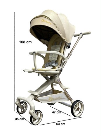 Kinderwagen Kxiaohe  K3 Buggy - Luxe, Lichtgewicht &amp; Inklapbare voor 0-3 Jaar beige