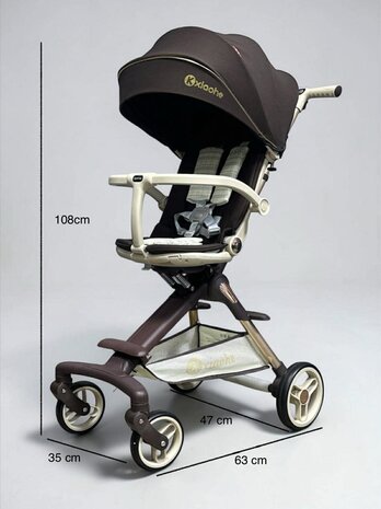 Kinderwagen Kxiaohe  K3 Buggy - Luxe, Lichtgewicht &amp; Inklapbare voor 0-3 Jaar brown - beige