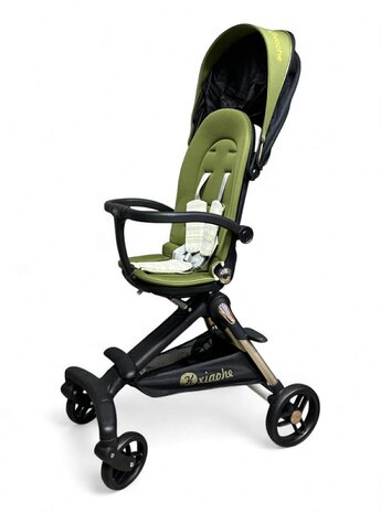 Kinderwagen Kxiaohe  K3 Buggy - Luxe, Lichtgewicht &amp; Inklapbare voor 0-3 Jaar Zwart Groen