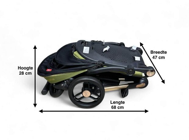 Kinderwagen Kxiaohe  K3 Buggy - Luxe, Lichtgewicht &amp; Inklapbare voor 0-3 Jaar Zwart Groen