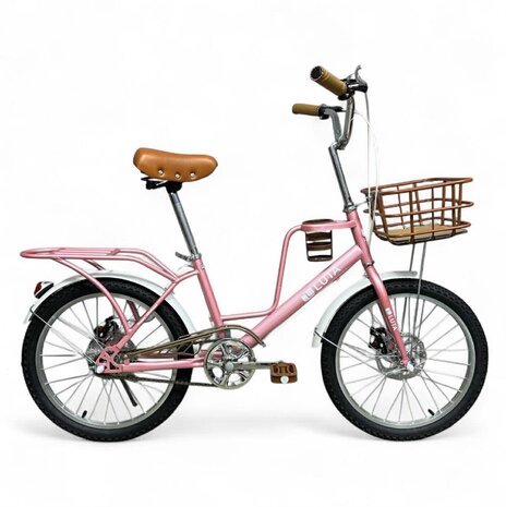 Damesfiets, meisjesfiets, 20 inch LUTA, met dubbele schijfremmen, in hoogte verstelbare kinderfiets