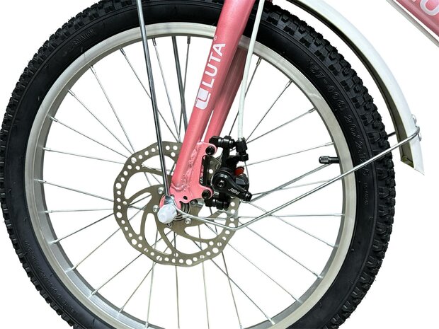 Damesfiets, meisjesfiets, 20 inch LUTA, met dubbele schijfremmen, in hoogte verstelbare kinderfiets