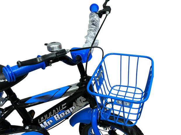 Kinderfiets, voor Jongens- en meisjesfietsen, 12 inch Mr Bear, in hoogte verstelbare kinderfiets