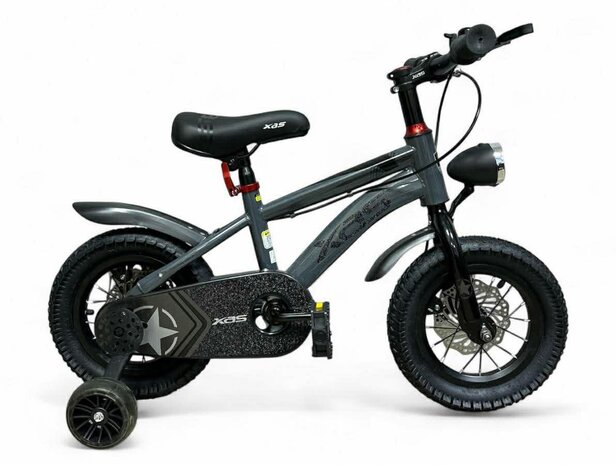 Kinderfiets SPORT XAS Mountainbike 12 inch voor jongens en meisjes &ndash; met dubbele schijfremmen Fatbike voor kinderen