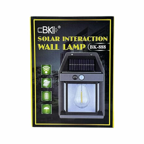 Solar Buitenlamp met bewegingssensor - Wandlamp - Waterdicht - IP65 weerbestendig - Zwart