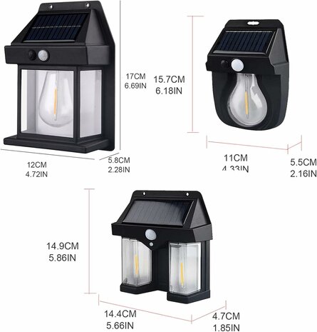 Zonnebestendige IP65-lampen voor buiten, beweegbare sensoren, LED-terraslampen, bewegingssensorlampen