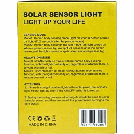 Dit is de BK-5809 Solar Sensor Light, een multifunctionele buitenlantaarn ontworpen voor gemak, duurzaamheid en veiligheid.
