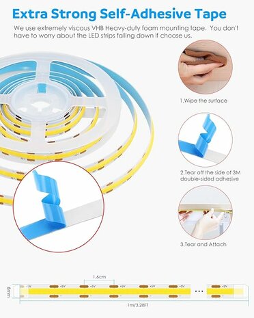 USB LED Strip 5 Meters Cool White 6500K &ndash; COB LED Lighting for Bright and Modern Light