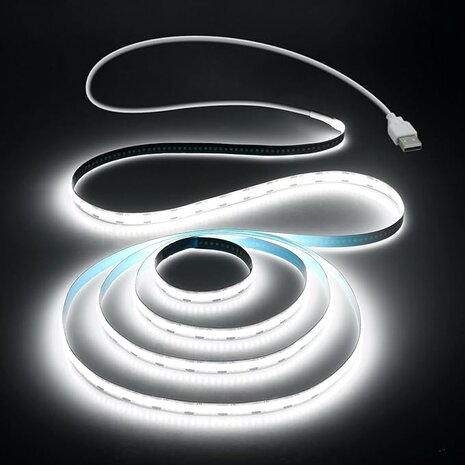 USB LED Strip 5 Meters Cool White 6500K &ndash; COB LED Lighting for Bright and Modern Light