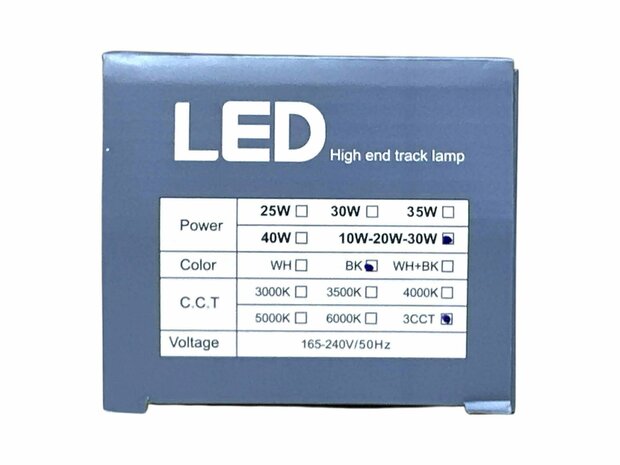 LED-Schienenstrahler Schwarz - 10 bis 30 Watt (CCT, manuell einstellbar) Lichtfarbe: einstellbar auf 3000K, 4000K, 6000K (CCT, manuell einstellbar)