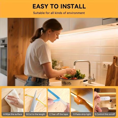 USB LED Strip 5 Meters Warm White 3000K - COB LED Lighting - Self-Adhesive, Flexible &amp; Cuttable