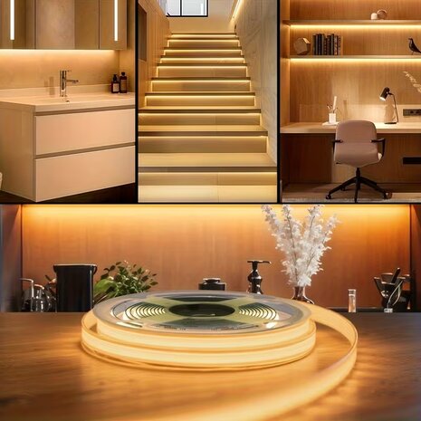 USB LED Strip 5 Meters Warm White 3000K - COB LED Lighting - Self-Adhesive, Flexible &amp; Cuttable