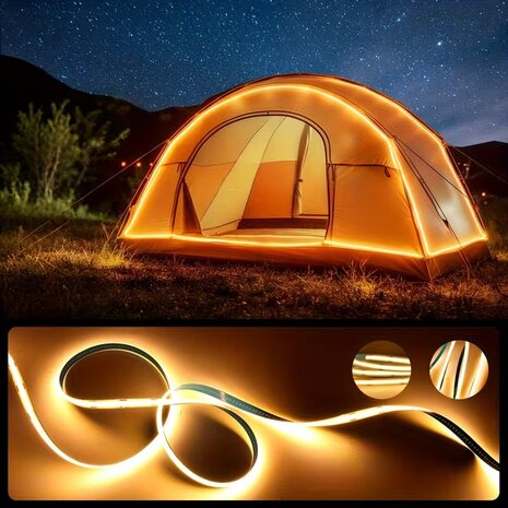 USB LED Strip 5 Meters Warm White 3000K - COB LED Lighting - Self-Adhesive, Flexible &amp; Cuttable