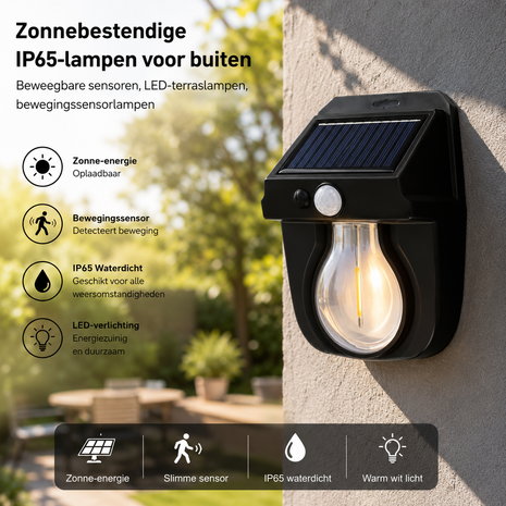 Zonnebestendige IP65-lampen voor buiten, beweegbare sensoren, LED-terraslampen, bewegingssensorlampen