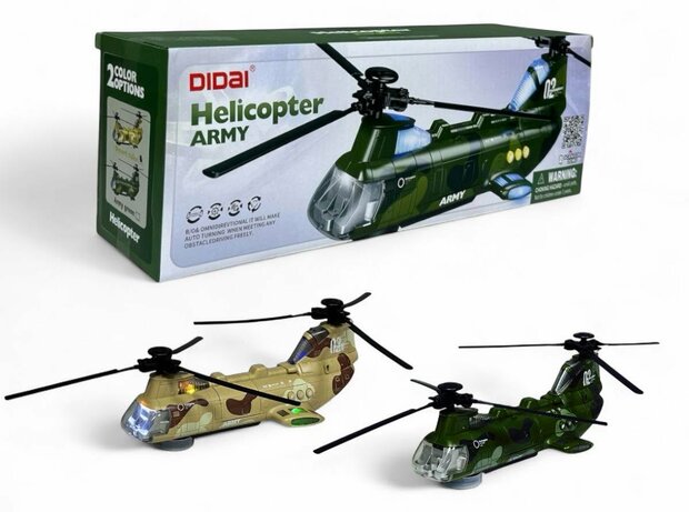 Chinook leger helikopter voor kinderen met kleurrijke lichtjes en geluiden