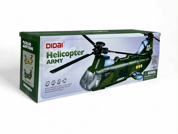 Chinook leger helikopter voor kinderen met kleurrijke lichtjes en geluiden