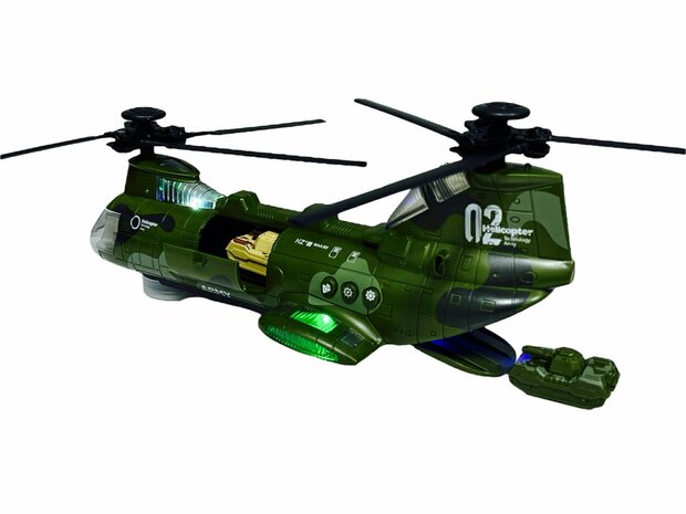 Chinook leger helikopter voor kinderen met kleurrijke lichtjes en geluiden