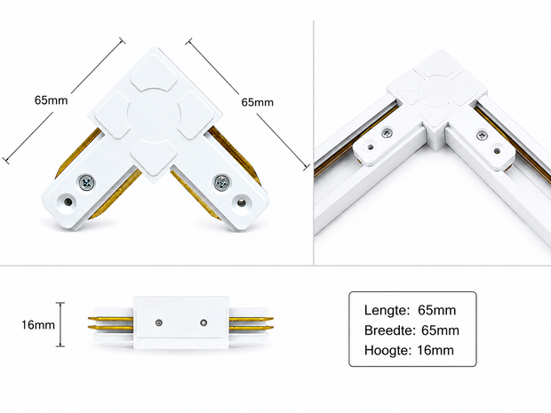 L-SHAPED CONNECTOR FOR 1-PHASE RAIL - Angle Connector White
