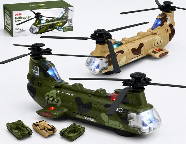 Chinook leger helikopter voor kinderen met kleurrijke lichtjes en geluiden