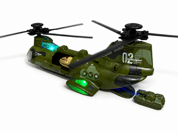 Chinook leger helikopter voor kinderen met kleurrijke lichtjes en geluiden