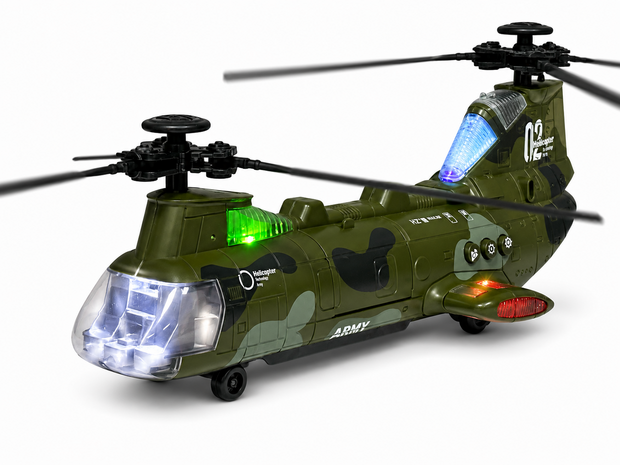 Chinook leger helikopter voor kinderen met kleurrijke lichtjes en geluiden