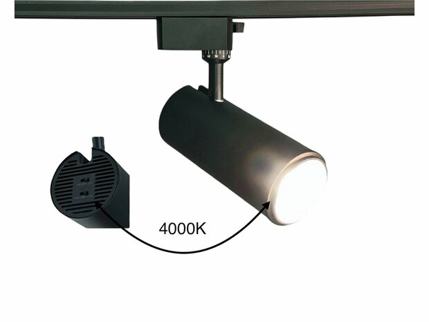 LED-Schienenstrahler Schwarz - 10 bis 30 Watt (CCT, manuell einstellbar) Lichtfarbe: einstellbar auf 3000K, 4000K, 6000K (CCT, manuell einstellbar)