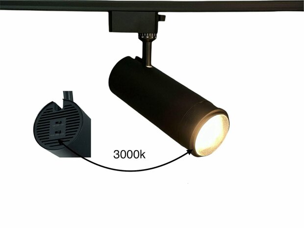 LED-Schienenstrahler Schwarz - 10 bis 30 Watt (CCT, manuell einstellbar) Lichtfarbe: einstellbar auf 3000K, 4000K, 6000K (CCT, manuell einstellbar)