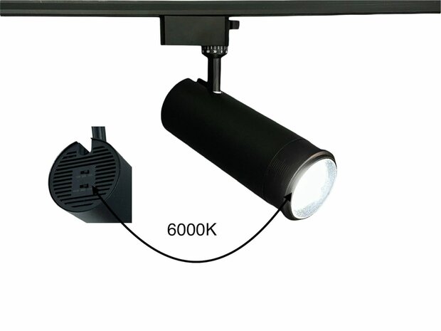 LED-Schienenstrahler Schwarz - 10 bis 30 Watt (CCT, manuell einstellbar) Lichtfarbe: einstellbar auf 3000K, 4000K, 6000K (CCT, manuell einstellbar)