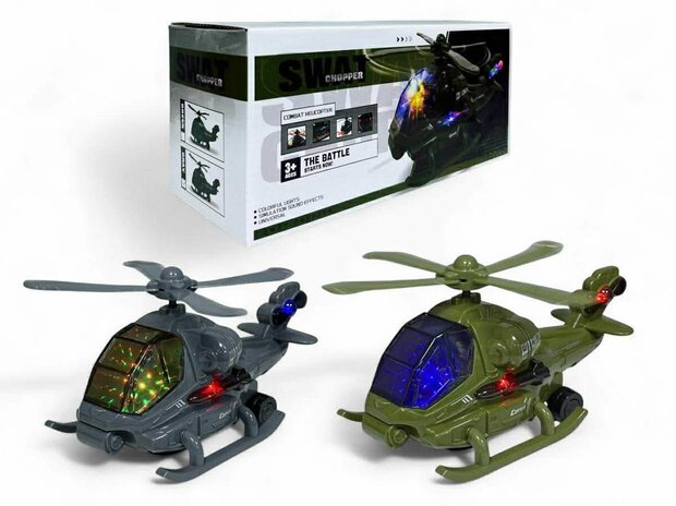 Helikopter - gevechtshelikopter met draaiende propellers - geluid en licht - Bip&amp;Go