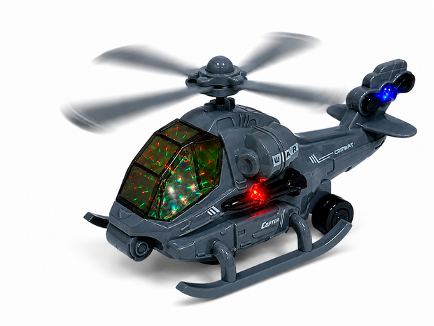 Helikopter - gevechtshelikopter met draaiende propellers - geluid en licht - Bip&amp;Go