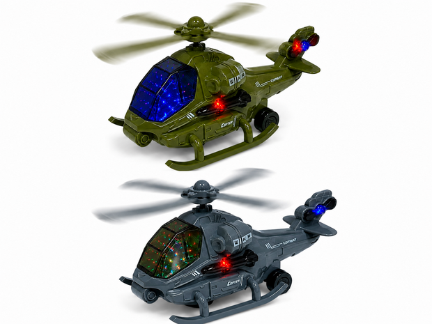 Helikopter - gevechtshelikopter met draaiende propellers - geluid en licht - Bip&amp;Go