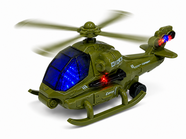 Helikopter - gevechtshelikopter met draaiende propellers - geluid en licht - Bip&amp;Go