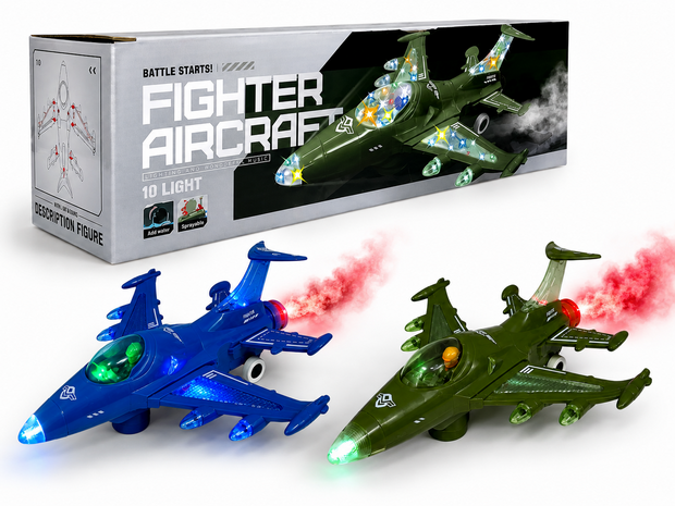 Straaljager met rookspray en Licht effecten - Zelf rijdend - Army Jet Fighter Aircraft