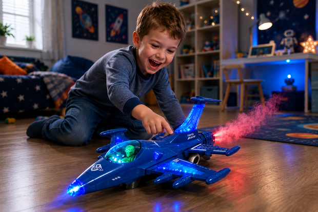 Straaljager met rookspray en Licht effecten - Zelf rijdend - Army Jet Fighter Aircraft