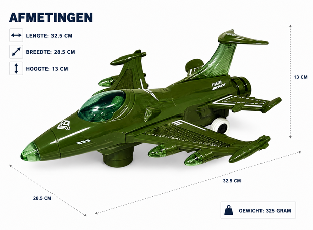 Straaljager met rookspray en Licht effecten - Zelf rijdend - Army Jet Fighter Aircraft