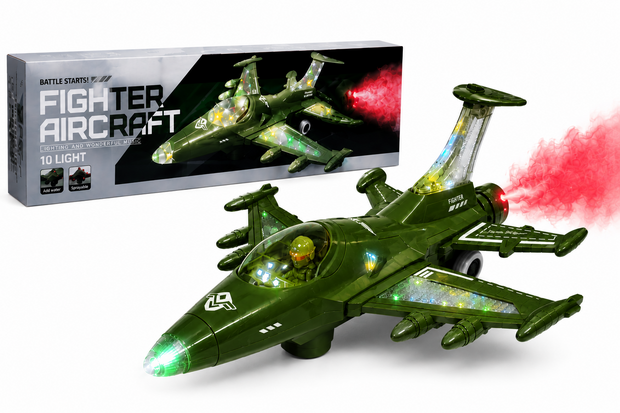 Straaljager met rookspray en Licht effecten - Zelf rijdend - Army Jet Fighter Aircraft