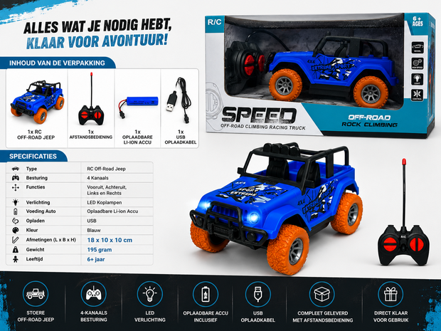 Rc Auto Extreme Sport Car - Rc auto - Oplaadbaar Accu + USB lader 