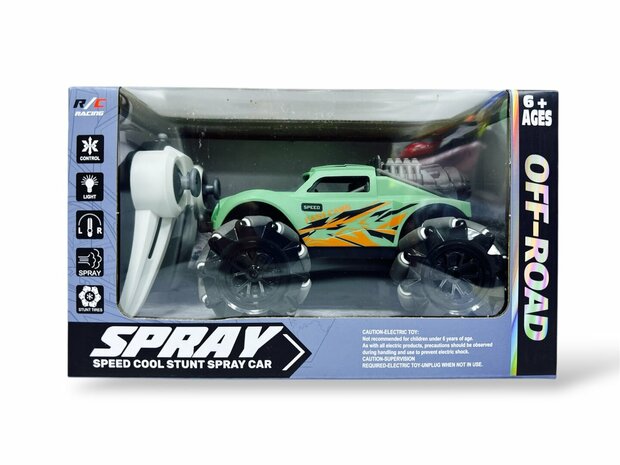 RC Auto Stunt Spray Auto - 6 Kanaal 4WD &ndash; Drift, Zijwaarts Rijden - LED Verlichting &amp; Mist Effect Mix3