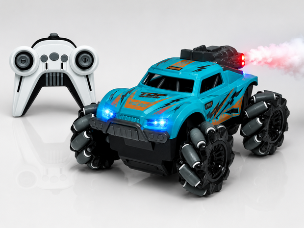 RC Auto Stunt Spray Auto - 6 Kanaal 4WD &ndash; Drift, Zijwaarts Rijden - LED Verlichting &amp; Mist Effect Mix3