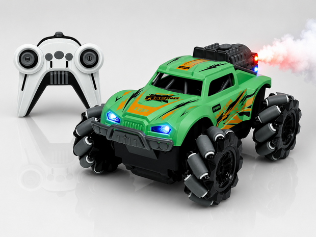 RC Auto Stunt Spray Auto - 6 Kanaal 4WD &ndash; Drift, Zijwaarts Rijden - LED Verlichting &amp; Mist Effect Mix3