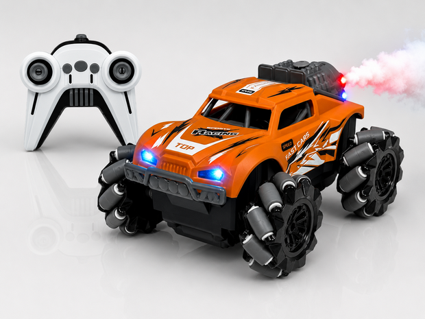 RC Auto Stunt Spray Auto - 6 Kanaal 4WD &ndash; Drift, Zijwaarts Rijden - LED Verlichting &amp; Mist Effect Mix3