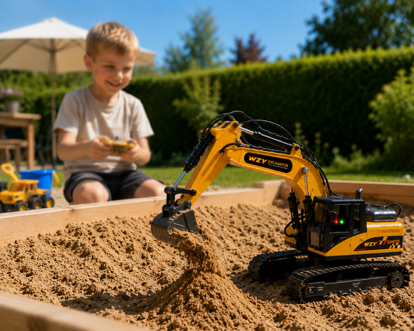 RC Excavator Die-Cast - Afstand bestuurbaar Graafmachine - 12CH - 2.4GHZ - 40CM