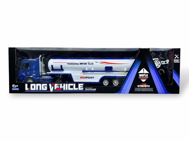 RC Tankwagen Lange Voertuig Vrachtwagen - Op afstand bestuurbare tankwagen met verlichting, geluid en afneembare tankoplegger &ndash; 55 cm XXL
