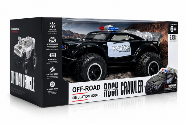 RC Politie Auto - ROCK Crawler - Off-Road - 2.4GHZ - 1:8 - 911 RC Police Car